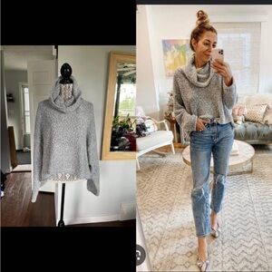 Free People BFF Oversized Cowl Neck Cozy Knit Sweater. Grey. Large/XL.